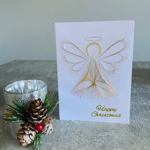 Carte de Noël ange cousue à la main, carte de Noël ange de Noël.  Carte de Noël