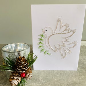 Carte de Noël colombe, carte de Noël colombe faite main.  Carte de Noël