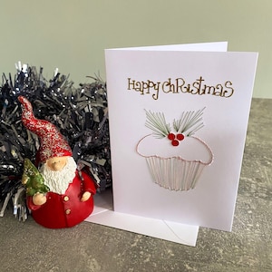 Carte de Noël Cupcake de Noël, carte de Noël faite main.  Carte de Noël