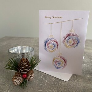 Boule de Noël faite main, carte de Noël boules de Noël.  Carte de Noël