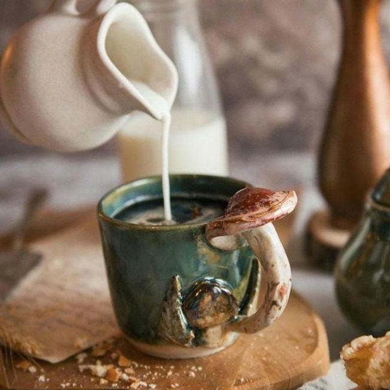 Handgemachter Pilzbecher • Wald-Inspirierte Tasse • Cottagecore Keramik • Größe S oder M • Künstlerische Geschenkidee • Natur Steinzeug Bild 11
