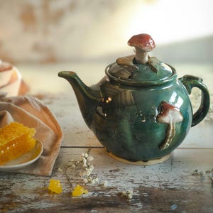 Handmade Ceramic Mushroom Teapot: Cottagecore Kitchen Decor