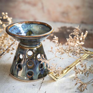 Handgefertigter Keramik-Duftwachsbrenner • Aromalampe • Natur-inspirierte Deko • Cappuccino oder Larimar • Geschenkidee • Slow Living