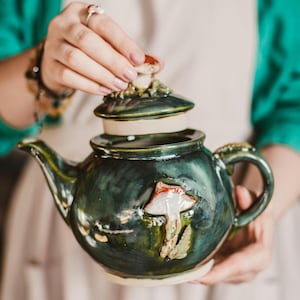 Handmade Ceramic Mushroom Teapot: Cottagecore Kitchen Decor Teapot warmer