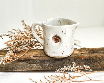 Milk jug I Ceramic creamer I Tea set I Handmade ceramics I Kitchen decor I Birthday gift I Heart ceramic I Mushroom ceramics