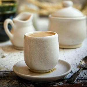 Espresso Cup with No Handle, Tea Coffee Handleless Cup Mug 100ml, Stoneware Pottery,Mother's Day Gift for Mom