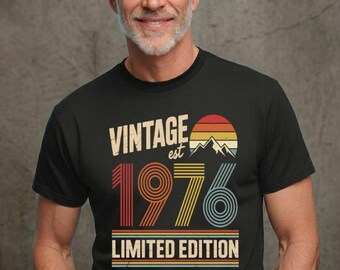 Vintage 1976 Birthday T-shirt: 50th Birthday Retro Gift, Funny Fifty Gift Idea, 50th Birthday Gift, Vintage 1976 Birthday Shirt