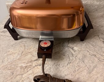 Vintage Hoover Copper Stainless Steel Electric Skillet.