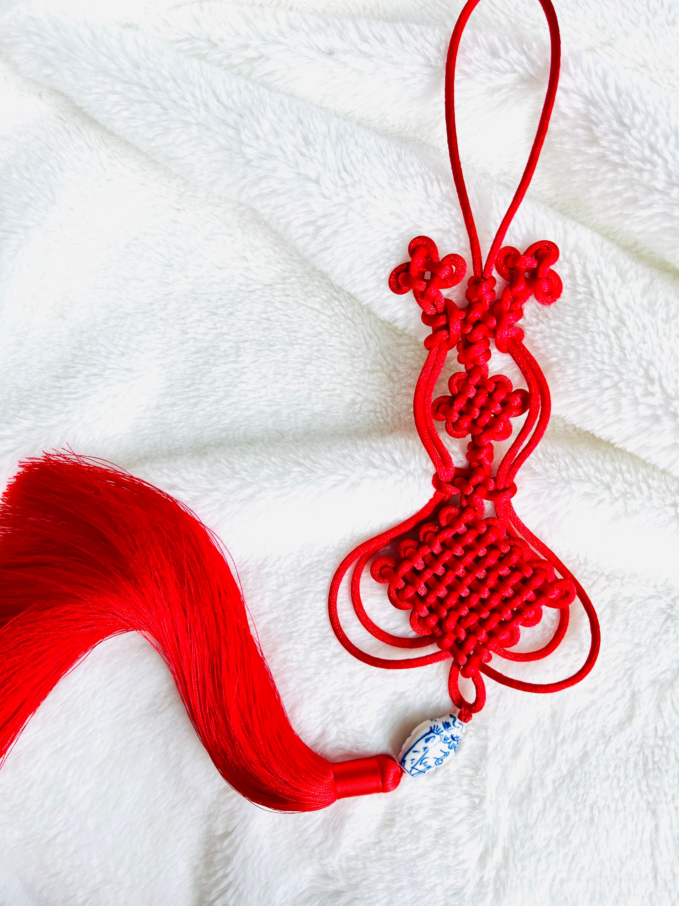 1PC Chinese Knot Tassels Lucky Coins Feng Shui Red Silk Tassel Pendant  Decorative for Curtain Fringe