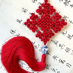 Large Red Chinese Knot Chinese Style Tassel Silk Tassel Home Decor Pendant  for Bag Purse Clothing Cultural Gift for Friend Cosplay Tool 