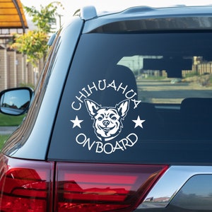 Chihuahua on Board Vinyl Decal Dog Sticker for Car Window Bumper