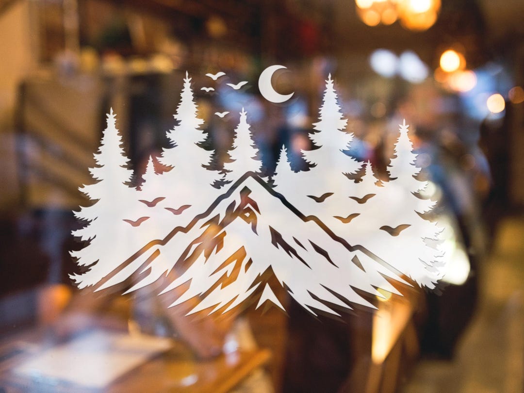 Mountain and Trees Vinyl Decal Adventures Car Window Sticker Travel ...