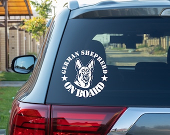 車の窓バンパー用ビニール製デカール犬ステッカー（ジャーマン・シェパード・オン・ボード）
