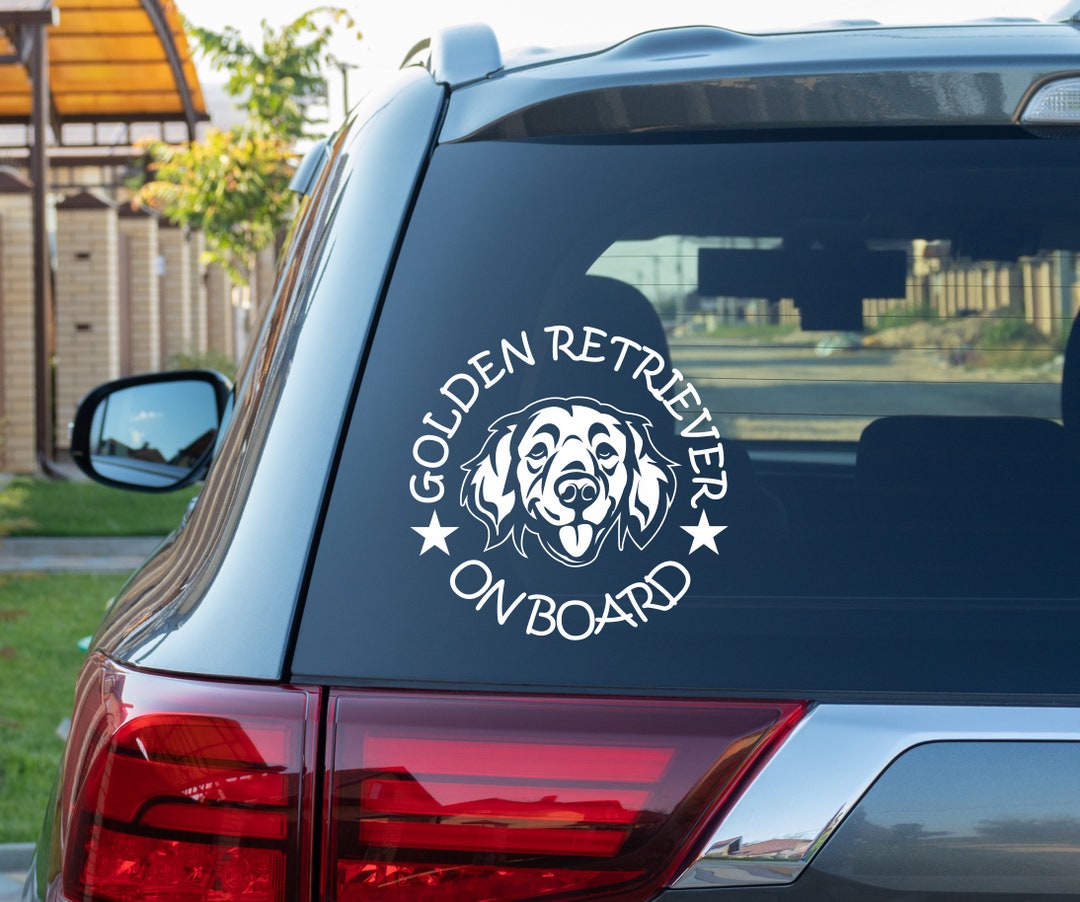 Adesivo Auto Golden Retriever On Board In Vinile, Decalcomania Per Finestrino E Paraurti, Regalo Per Amanti Dei Cani