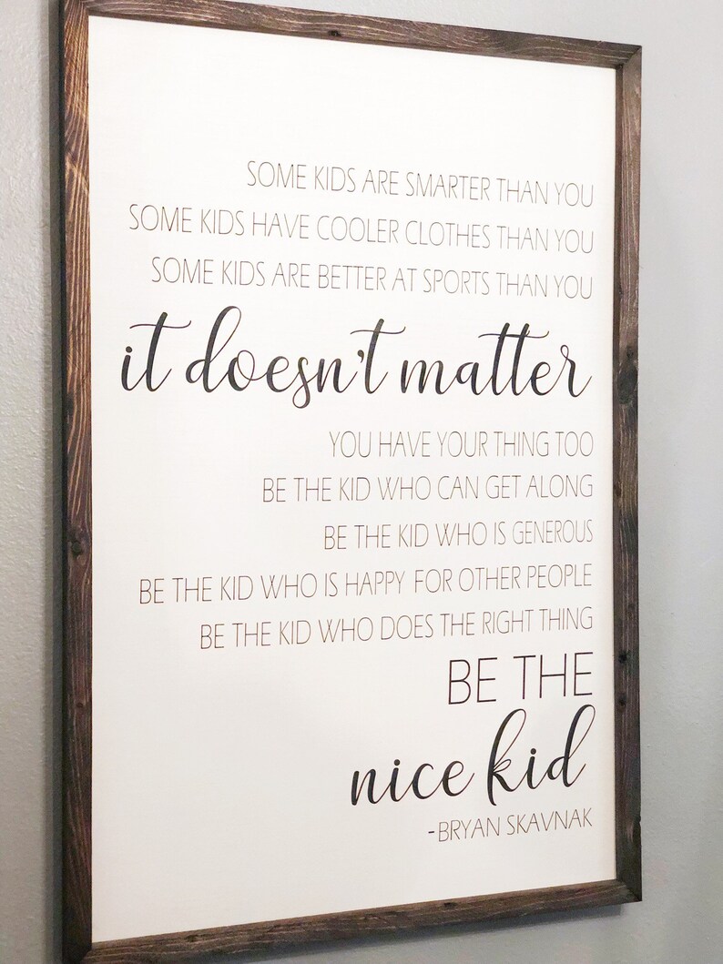 Be the nice kid Kids room sign wood sign sayings back to | Etsy
