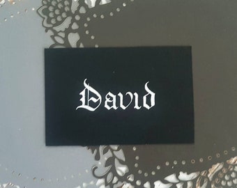 Gothic Style Place Cards for Alternative Wedding | Escort Card Calligraphy for Rock Metal or Medieval Theme