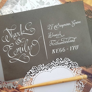 Envelope Calligraphy for Wedding Invitations | Hand-Lettered Addressing and Illustrations | Colour Matched Envelopes