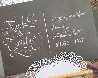 Envelope Calligraphy for Wedding Invitations | Hand-Lettered Addressing and Illustrations | Colour Matched Envelopes