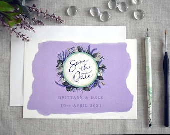Custom Save The Date, Bespoke Stationery Design, Lilac & Lavender Wedding Invitation Suite, Purple Floral Cards for Guests, RSVP, Menus etc.