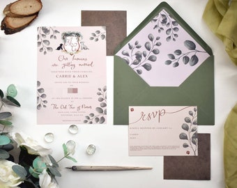 Custom Invitation Suite | Stationery Package | Bespoke Wedding Invites and RSVPs | Calligraphy | Hand Painted Designs