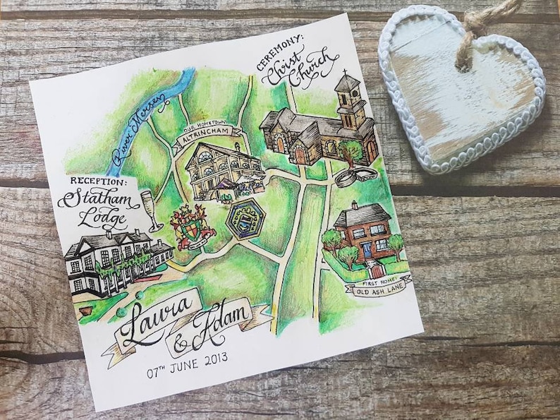 Custom Wedding Map Illustrated With Venue Drawings - Etsy