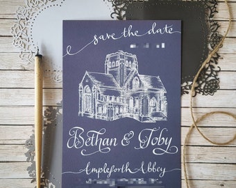 Custom Save The Date Cards | Bespoke Invitation Design | Unique Hand Drawn Wedding Stationery | Quirky and Personalised Party Invites