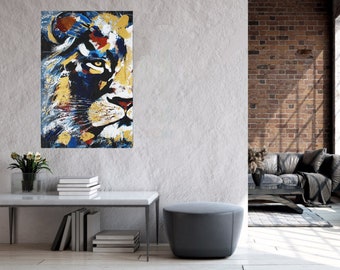 Modern Lion Wall Art, Lion King Print, Lion King Large Canvas, Decor Modern, Art Lion Poster, Wall Art, Lion Home Decor, Modern Art Prints