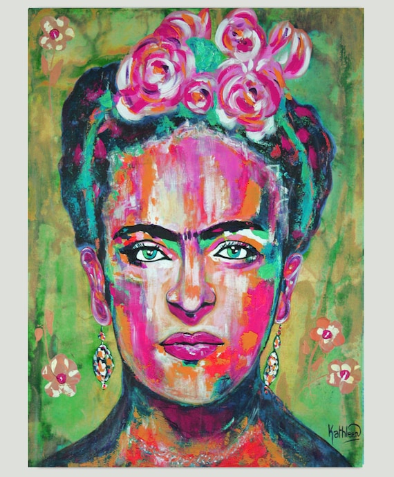 Frida Kahlo Wall Art,Canvas Prints Frida Kahlo Picutre Portrait Art  Painting Artwork Stretched and Framed Ready to Hang for Bathroom Living  Room