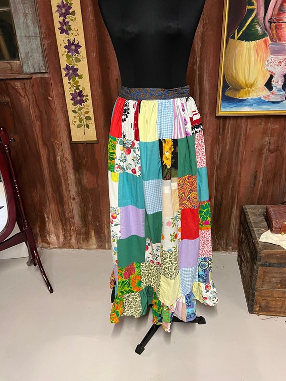 Authentic 1960s Patchwork Hippie Skirt