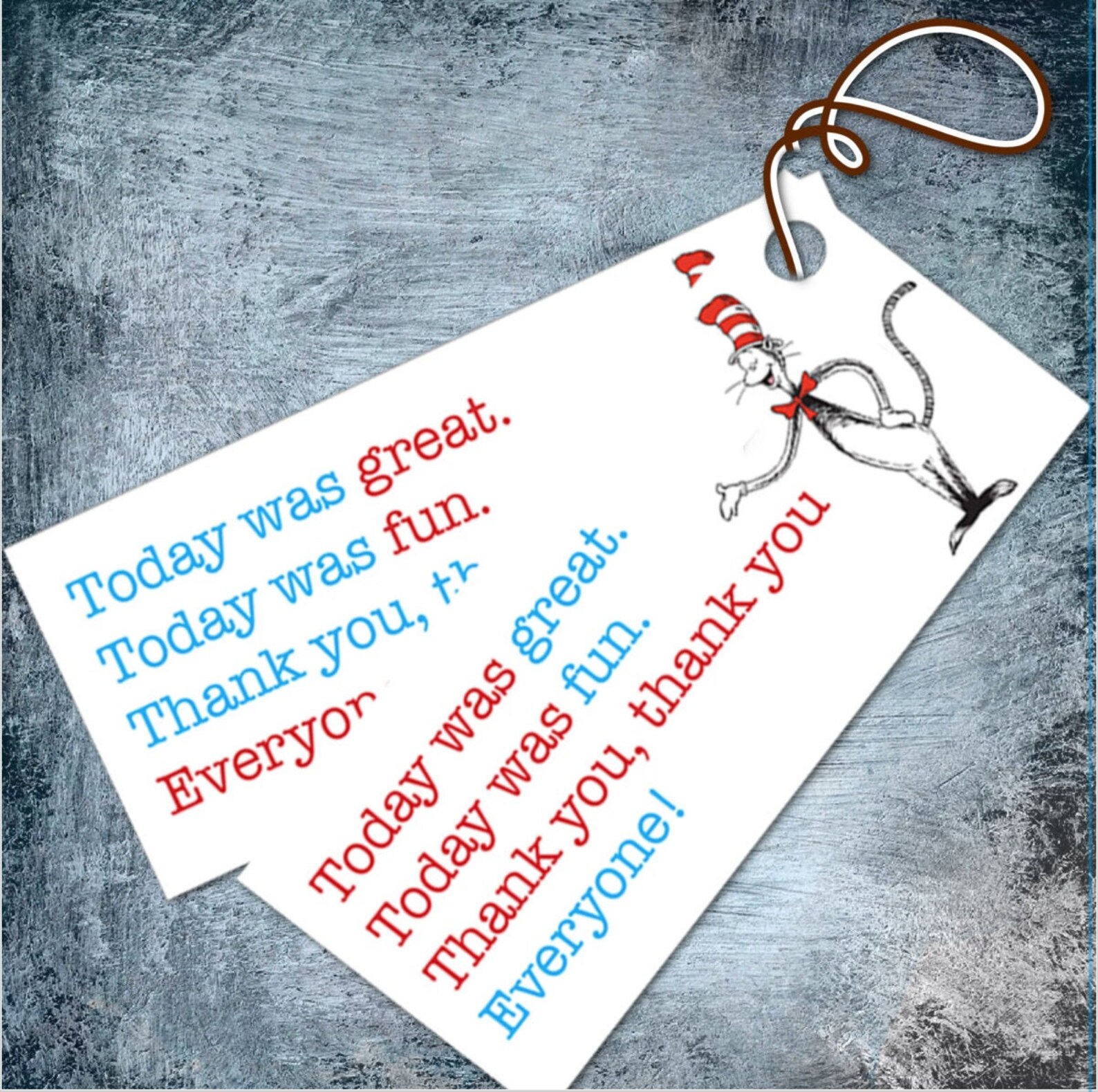 Dr. Seuss Thank You Tags 1.85x4.25in PRINTABLE Etsy
