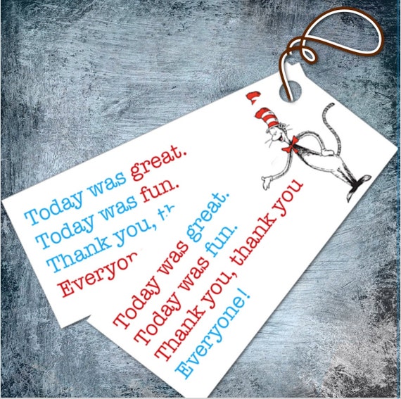Dr. Seuss Thank You Tags 1.85x4.25in PRINTABLE - Etsy