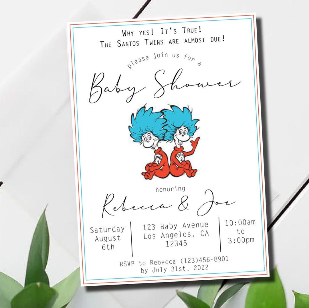 Twin Baby Shower Invitation 5x7in PRINTABLE &amp; PERSONALIZED - Etsy