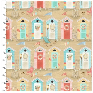 Beach Travel: Beach Huts- 3 Wishes Fabric Sold by the Yard