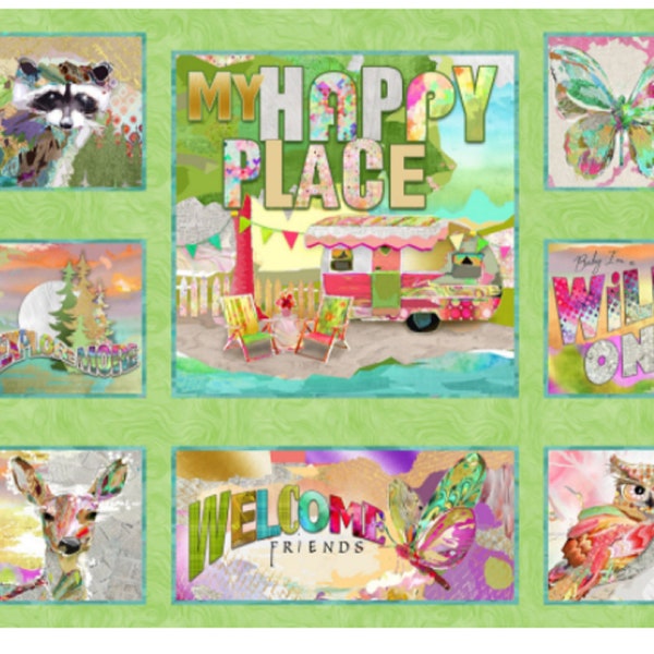 My Happy Place Fabric Panel Etsy
