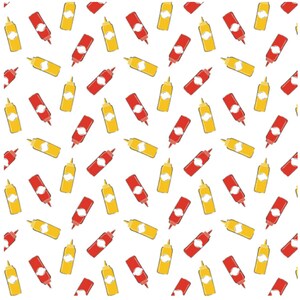 Grill Master- Ketchup and Mustard- Camelot Fabric Sold by the Yard