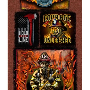 Rescue Workers: Firefighter Block Panel- Skytel Fabrics