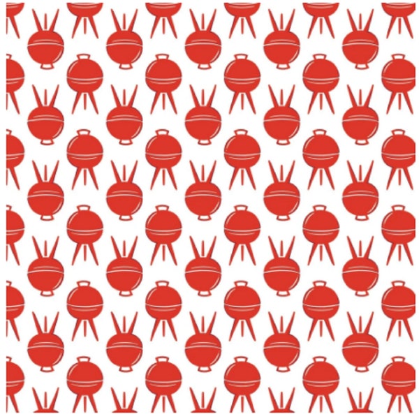 Grill Master- BBQ Red - Camelot Fabric Sold by the Yard