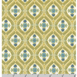 Bella Marisa: Ivory Floral Ogee w/Metallic Gold-  By Robert Kaufman Sold by the Yard