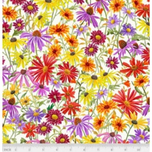 Song Birds: Allover Flowers- P&B Textiles Sold by the Yard