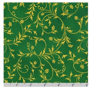 Holiday Flourish/Snow Flower: Pine Swirls- Robert Kaufman Sold By the Yard
