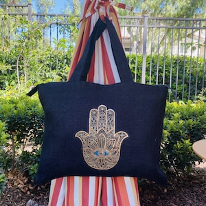 Schultertasche für Frauen, Schultertasche Handarbeit, Hamsa Handtasche, große Strandtasche, Hand der Fatima, Lange Henkel Tote Bag, Geschenk für Sie