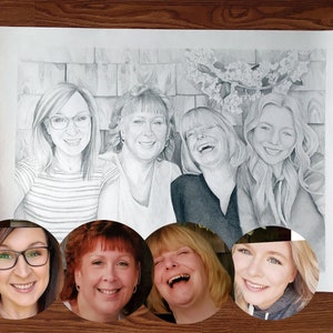 Maximalist Wall Art, Home Decor Maximalism, Family Portrait, Custom Portrait from Combined Photos, Add/ Remove Person