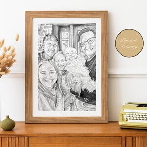 Regalo combinado del día de la madre del retrato de la foto para la mamá o la abuela, dibujo personalizado hecho a mano, regalo para la mamá de la hija