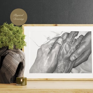 Memorial Gift for Loss, Custom Family Portrait from Photo, Drawing from Merged Photos