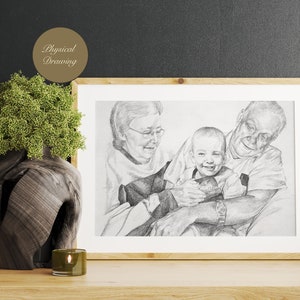 Portrait from Photo Deceased, Gift for Loss of Loved One, Add Person, Loss of Pet, Picture into Drawing, Merge Photos, Memorial Gift