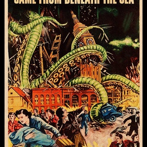 It Came from Beneath the Sea WOODEN POSTER, Fanart high quality cinema poster printed on WOOD of this cult movie, Unique film poster gifts image 2