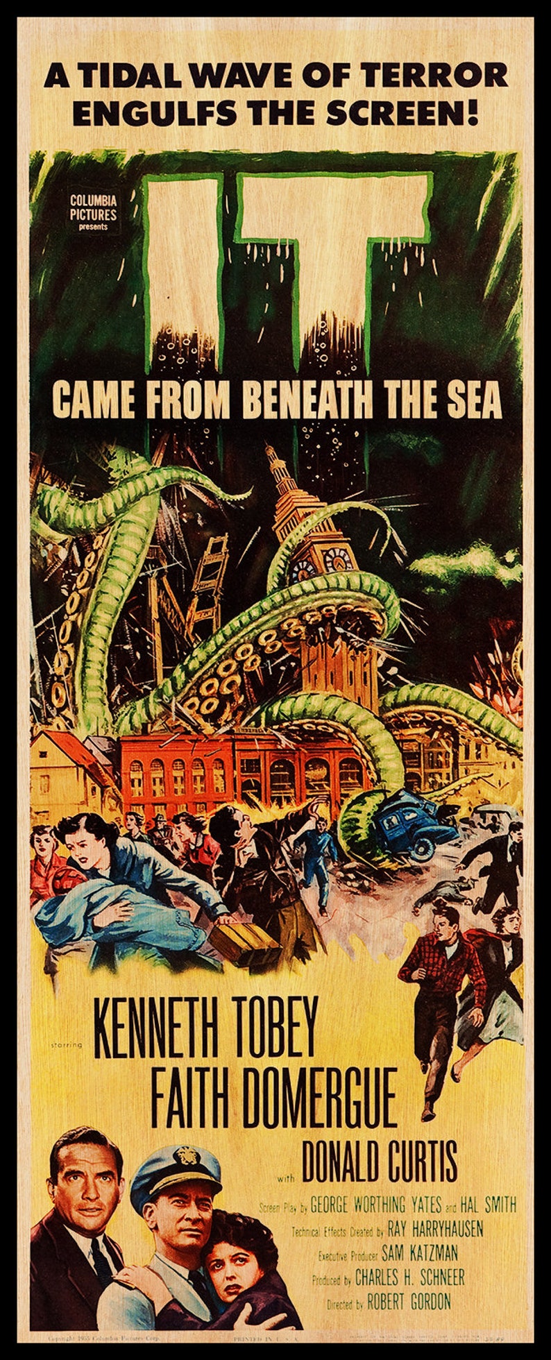 It Came from Beneath the Sea WOODEN POSTER, Fanart high quality cinema poster printed on WOOD of this cult movie, Unique film poster gifts image 2