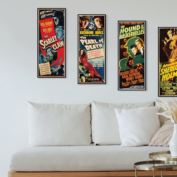 Sherlock Holmes Poster Collection, set artistico da parete in LEGNO, regalo Cool & Unique per i fan di Sherlock Holmes, fantastico regalo extra large di Sherlock Holmes.