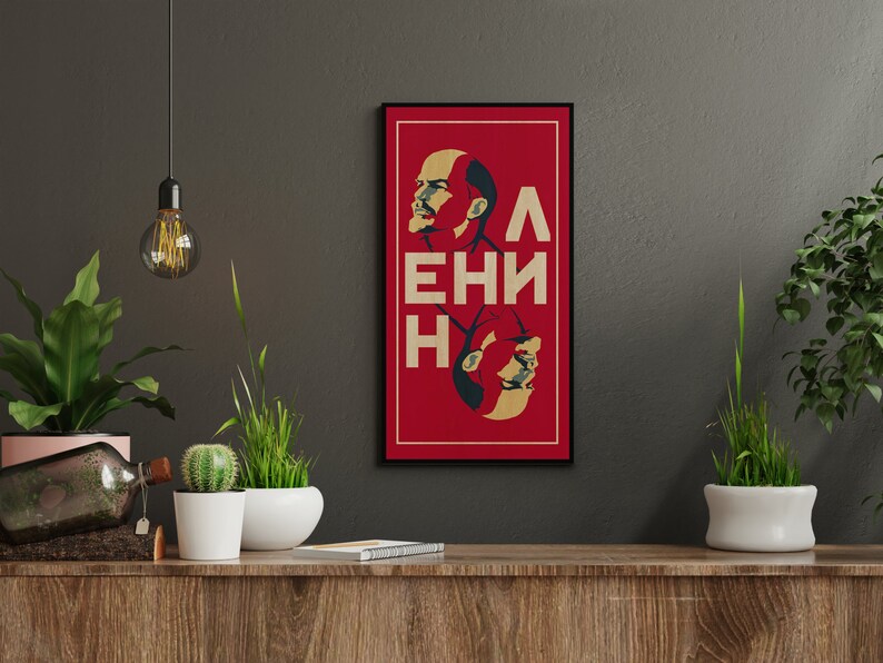 LENIN Portrait art PRINTED on WOOD, Large wood wall art. Extra Large Canvas art, Awesome exclusive gift for art lovers. image 9