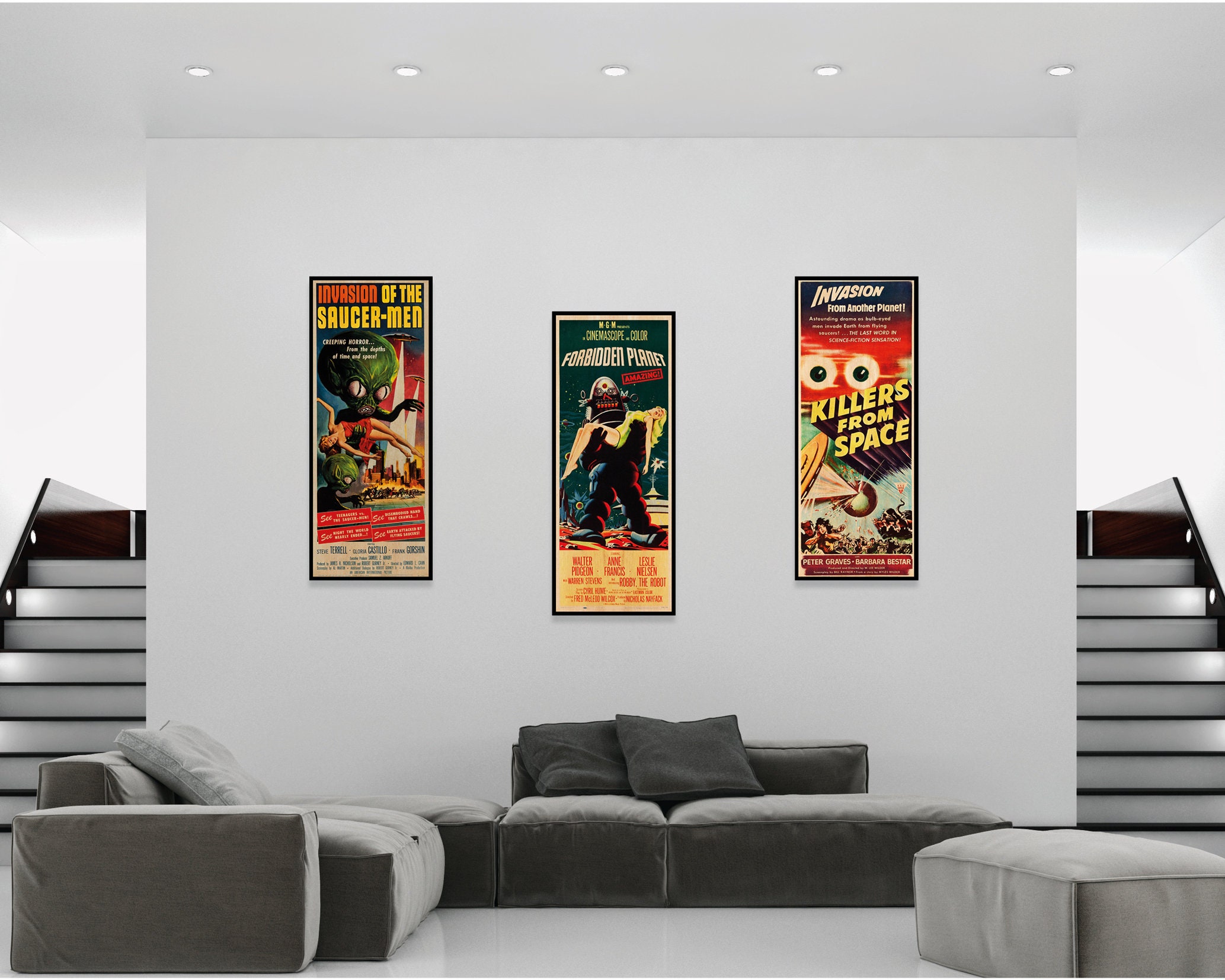 Sci-fi Alien Poster Collection WOODEN Wall Art Set Striking - Etsy